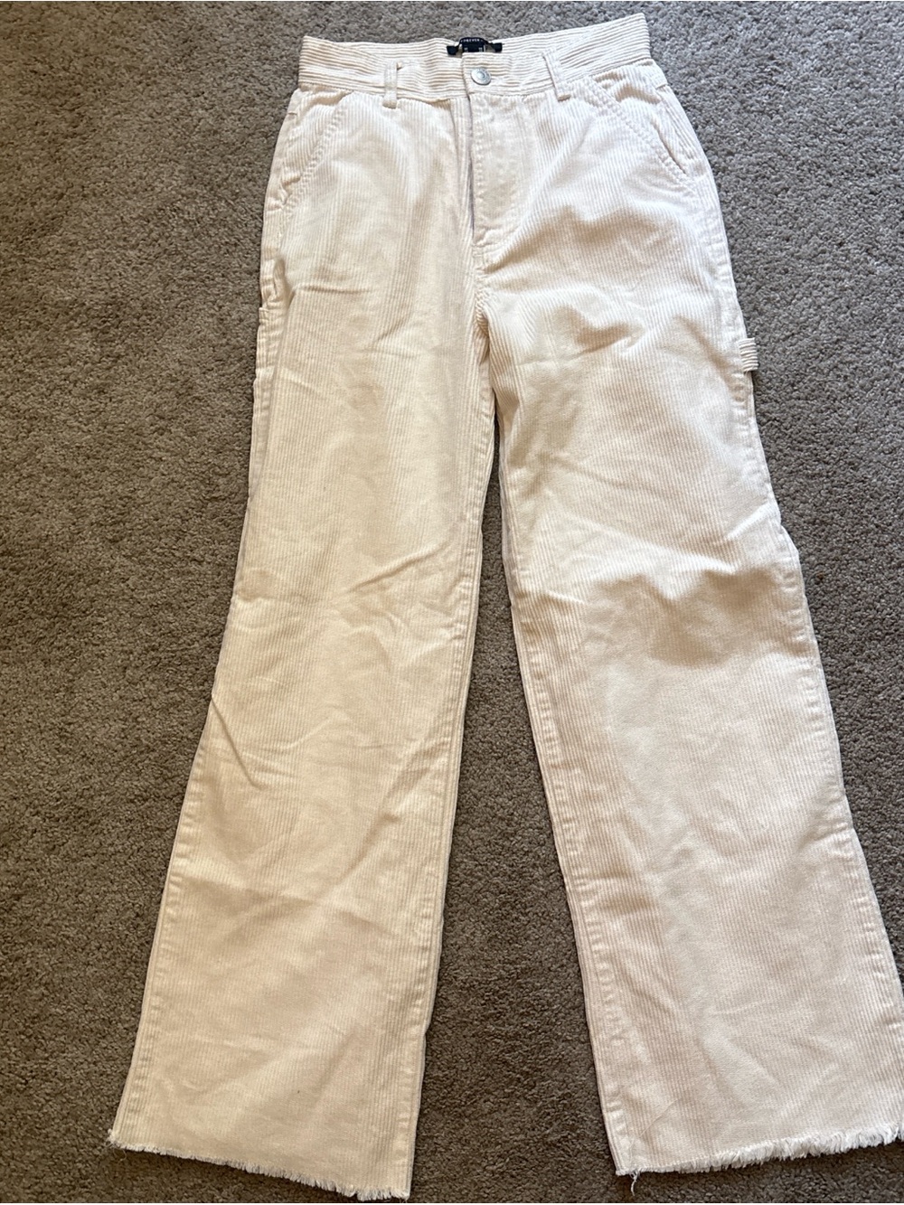 Forever 21 Kids Cream Corduroy Wide-Leg Jeans